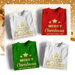 ส่งในไทย เสื้อ merry christmax เมอรี่คริสมาส สกรีนทอง มีทั้งเด็กและผู้ใหญ่