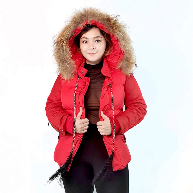 เสื้อแจ๊คเก็ตฮูดี้สีแดง เสื้อกันหนาวลุยหิมะ Virin Paris