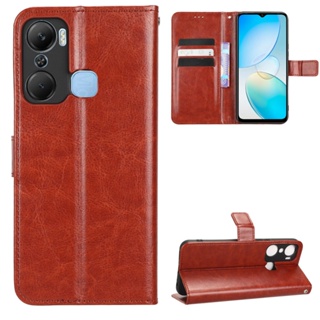 เคสโทรศัพท์หนัง PU ฝาพับ พร้อมช่องใส่บัตร และสายคล้อง หรูหรา สําหรับ Infinix Hot 12 Pro X668C