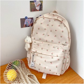 [ลดเพิ่มอีก15% ใส่โค้ด 353RZQ เฉพาะ10-12ธ.ค.65] พร้อมส่ง Camellia backpack กระเป๋าเป้ลายดอก