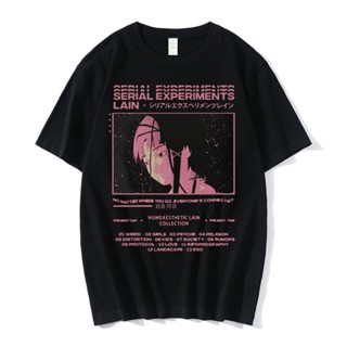 【เสื้อยืดใหม่】Anime Serial Experiments Lain ขนาดใหญ่เสื้อยืดผู้ชายกราฟิก T เสื้อ Unisex Iwakura Manga Girl Sci Fi Shor