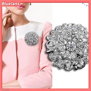 เข็มกลัดผู้หญิง Pin ชุบเงินกลมช่อดอกไม้คริสตัล Rhinestone