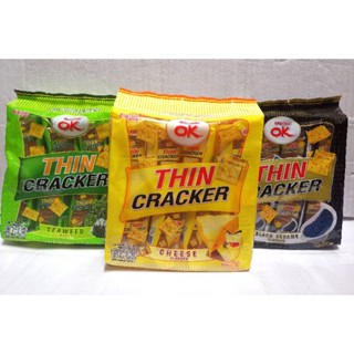 OK THIN CRACKER ขนมปังกรอบแบบแผ่นสี่เหลี่ยม รสชีส รสสาหร่าย และรสงาดำ ตราโอเค