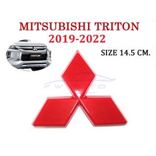 (1ชิ้น) โลโก้กระจังหน้า สีแดง แบบครอบทับ มิตซูบิชิ ไทรทัน 2019-2022 Mitsubishi triton GLX L200 สติ๊กเกอร์ โลโก้ LOGO