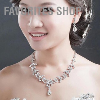 Favorites Shop ชุดเครื่องประดับ สร้อยคอ ต่างหู รูปมงกุฎ ประดับเพชรเทียม สวยหรู สําหรับผู้หญิง เจ้าสาว งานพรอม งานแต่งงาน