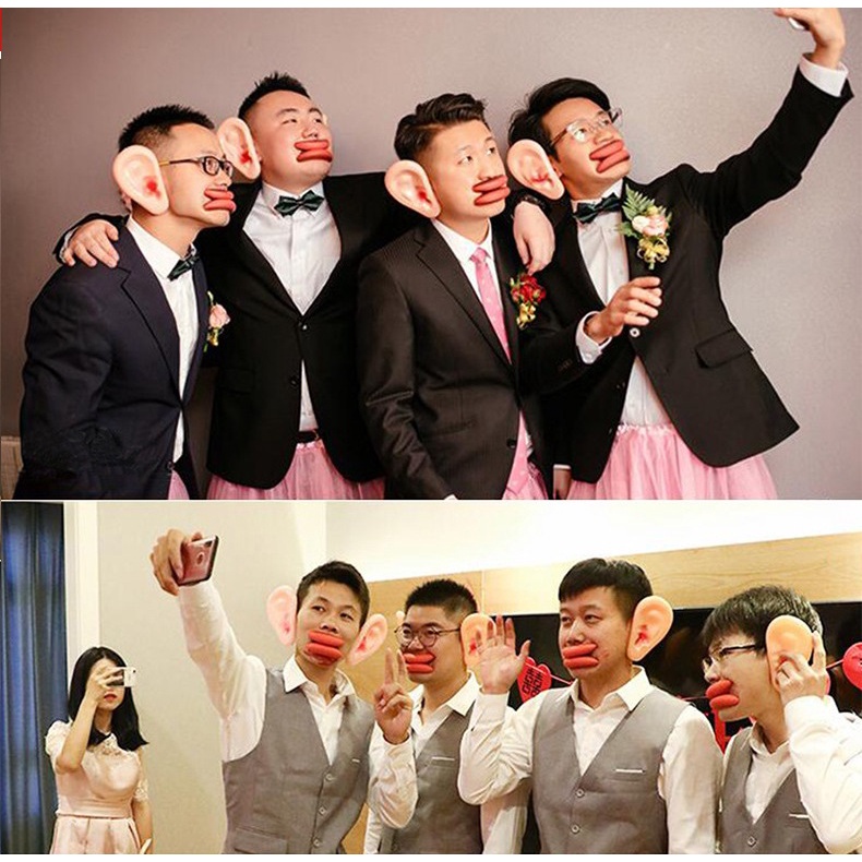 แกล้งคน อุปกรณ์โมเดลซิลิโคน หู กับริมฝีปากปลอม Fake ear and Lips Prank แกล้งคน mouth prop พร็อพถ่ายรูป งาน party
