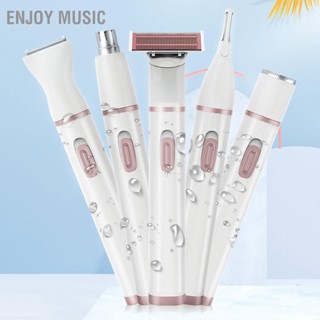 5 In 1 มีดโกนไฟฟ้า หัวสเตนเลส ชาร์จ Usb ถอดออกได้ สําหรับกําจัดขนจมูก คิ้ว