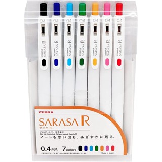 ZEBRA ปากกาเจล Sarasa R หมึกเข้มขึ้น 27% ขนาด 0.4 มม. (ชุดแพ็ค 7 ด้าม)