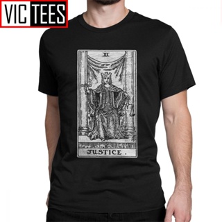 ขายดี!เสื้อยืด พิมพ์ลาย Justice Tarot Card Major Arcana Fortune สําหรับผู้ชาย#39; s เสื้อยืดผ้าฝ้าย แขนสั้น พิมพ์ลาย YNR