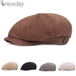 #NICEDAY-Men Herringbone Cotton Tweed Newsboy Ivy Gatsby Cabbie Driving Golf Hat