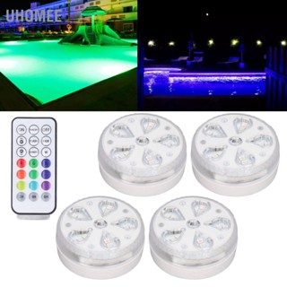 Uhomee โคมไฟ Led Rgb Ip68 กันน้ํา แบบเปลี่ยน สําหรับสระว่ายน้ํา 4 ชิ้น