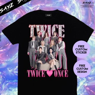 เสื้อยืด oversize Kaos Twice Twice Once Retro Kpop ชุดสตรีทแวร์เกาหลี ฮาราจูกุ ค็อป ค็อปชุดสตรีทเสื้อผ้าผู้ชาย เสื้อยืดผ