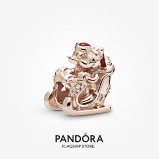 Pandora เครื่องประดับเงิน ชุบทอง 14k รูปมินนี่ มิกกี้ คริสต์มาส สีโรสโกลด์ w1022