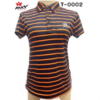 เสื้อโปโลผู้หญิง (POLO) สำหรับผู้หญิง ยี่ห้อ MAXY GOLF (รหัส T-0002 ดำคาดส้ม)