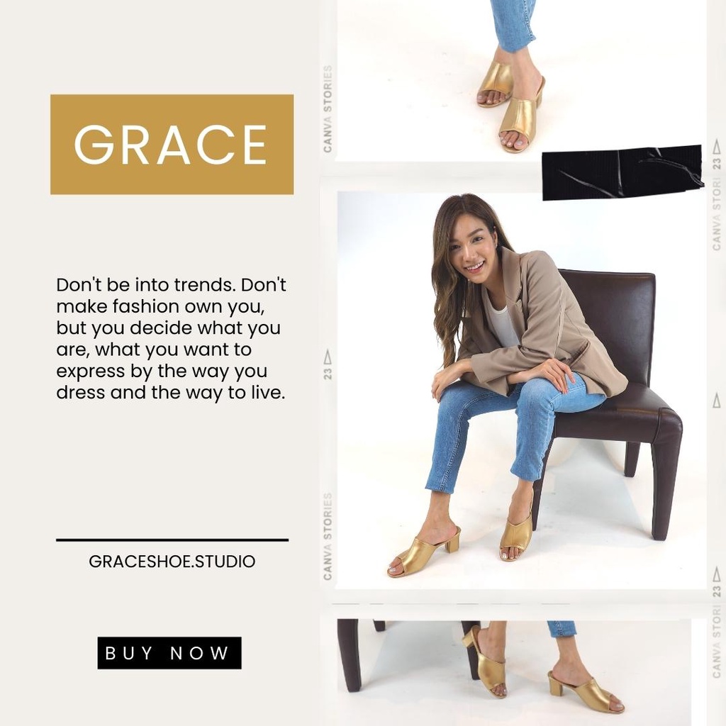 GRACEคาดแผ่นSET2 หนังนิ่ม ไซส์ 36-43 รองเท้าส้นสูง 2.5 นิ้ว รองเท้าแฟชั่นผู้หญิง