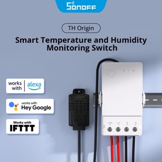 Sonoff TH Origin 16A 20A สวิตช์อัจฉริยะ WiFi วัดอุณหภูมิ ความชื้น สําหรับ Alexa Google Assistant