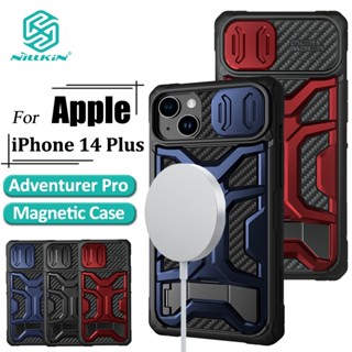 Nillkin Adventurer Pro เคสแม่เหล็ก สําหรับ iPhone 14 Plus เคสโทรศัพท์ ซ่อนขาตั้ง กีฬากลางแจ้ง ป้องกัน กันกระแทก ฝาหลัง