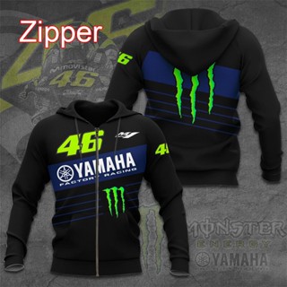 Valentino Rossi VR46 The Doctor Yamaha MotoGP เสื้อแจ็กเก็ตกันหนาว มีฮู้ด มีซิป โอเวอร์ไซซ์ แฟชั่นฤดูใบไม้ผลิ ฤดูใบไม้ร่วง สําหรับผู้ชาย