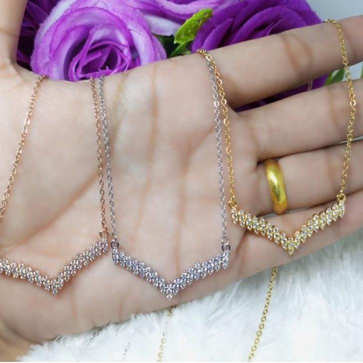 Ready สร้อยคอ Fuji Titanium สําหรับผู้หญิง ชุบทอง ป้องกันสนิม KP459-21-SDR