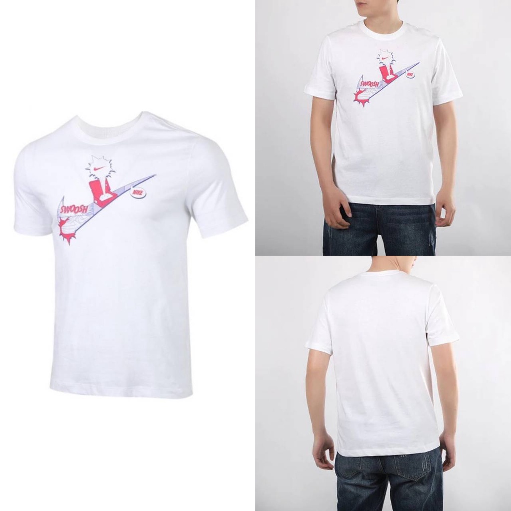ลด 15% ทักแชทรับโค้ดเสื้อ Nike Sportswear Shoes Box Printing Logo Sports Knit Short Sleeve White T-Shirt(DH0057-100) #1