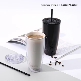 LocknLock แก้วพลาสติก 2 ชั้นพร้อมหลอด Double Wall Cold Cup รุ่น HAP507