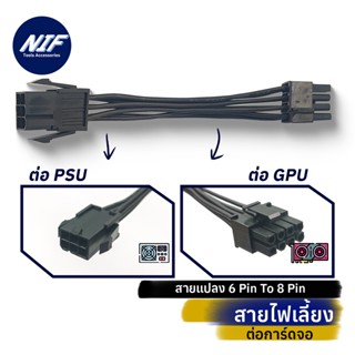 สายแปลงไฟเลี้ยงการ์ดจอจาก 6Pin เป็น 8Pin  6PIN TO 8PIN VGA Cable Power Supply ทองแดงเส้นใหญ่18AWG