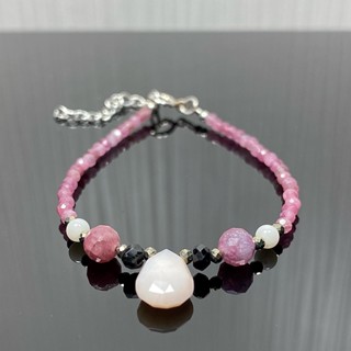 สร้อยข้อมือหินเจียรไนแท้ทั้งเส้น (Pink Tourmaline and mixed stone Bracelet)  #18