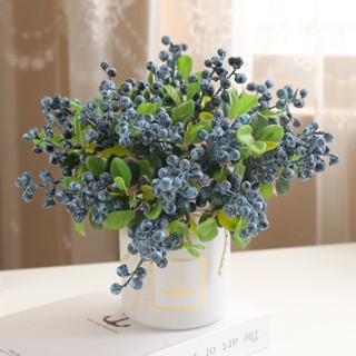 Artificial Mini Small Berries for Home Wedding Decoration Shooting Props Fake Plastic Flowers Blueberry Fruit Flower