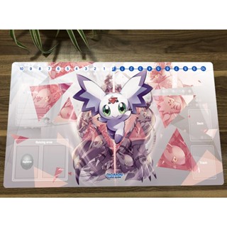 Digimon Duel Playmat Culumon Trading Card Game Mat DTCG CCG แผ่นรองเมาส์ยาง แผ่นรองโต๊ะ TCG Play Mat &amp; Card Zones ฟรีกระเป๋า