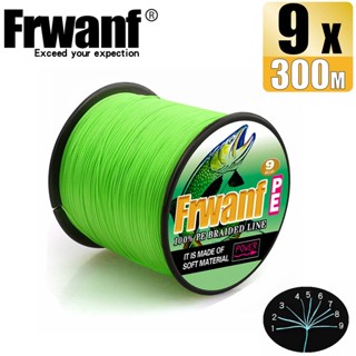 Frwanf สายเอ็นตกปลา แบบถัก PE X9 ยาว 300 ม. 9 เส้น สีเขียวอ่อน