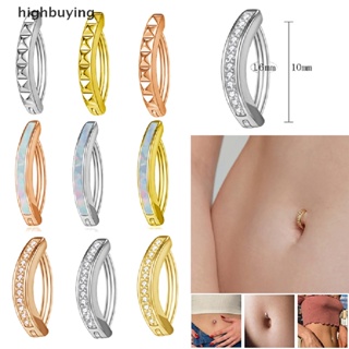 [highbuying] ใหม่ พร้อมส่ง จิวสะดือ บาร์เบล ทรงโค้ง ประดับคริสตัล