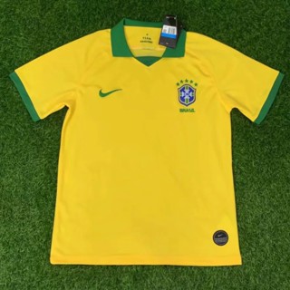 เสื้อกีฬาแขนสั้น ลายทีมชาติฟุตบอล Brazil 2019 America Cup ชุดเหย้า ไซซ์ S - 2XL