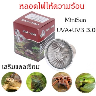 หลอดไฟให้ความร้อน MiniSun UVA​+UVB​ 3.0​ สำหรับเต่าน้ำ​​ เต่าบก​ สัตว์เลื้อยคลาน ใช้คู่กับขั้วหลอดไฟเซรามิค​ได้