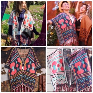 Autumn winter fashion Boho women printed wool Kimono cardigan เนื้อผ้าวูลพิมพ์ลายใหม่  ทรงใส่สบาย