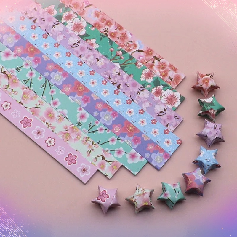 136 แผ่น 8 รูปแบบการพิมพ์การ์ตูนหนา Star Origami Lucky หัตถกรรมห้าดาว