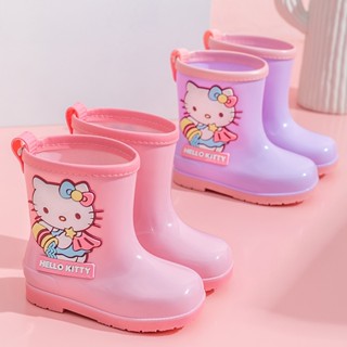 AZZ213ลายHelloKitty ลายMickey รองเท้ากันฝนสําหรับเด็ก รองเท้าบูทเด็กกันลื่นพื้นนุ่ม