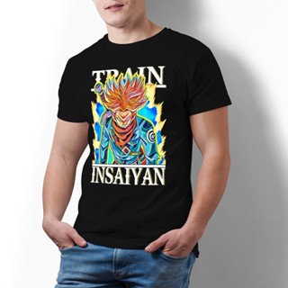 เสื้อยืดแขนสั้น Bandai ดราก้อนบอลรถไฟ Insaiyan ซูเปอร์ Saiyan Rage อนาคตลําต้นเสื้อยืดอะนิเมะผู้ชายเสื้อยืดแขนสั้นพิมพ์ผ