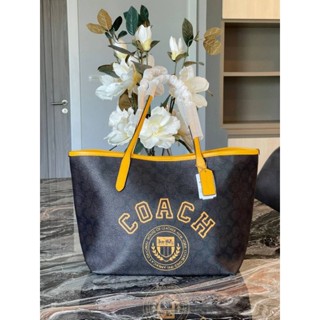 📮@2,190.-🔥🔥PRO SUPER ULTRA ลด 9 %+🛒ส่งฟรี EMS🛒💯COACH City Tote In Signature Canvas With Varsity Motif