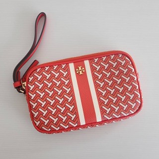 🎀 (สด-ผ่อน) คล้องมือ สีแดง Tory Burch T ZAG Wristlet 64282 Red Tzag