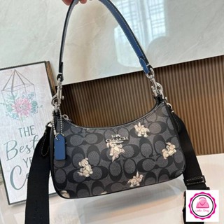 ส่งฟรี🔥กระเป๋าสะพายทรงครึ่งวงกลมสีน้ำเงิน COACH CC775 TERI SHOULDER BAG