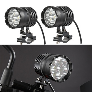 Newest 2PCS 80W 6000LM 6500K T6 LED Motorcycle Boat Spot Driving Headlight Motorbike Fog Head Light Lamp with Switch