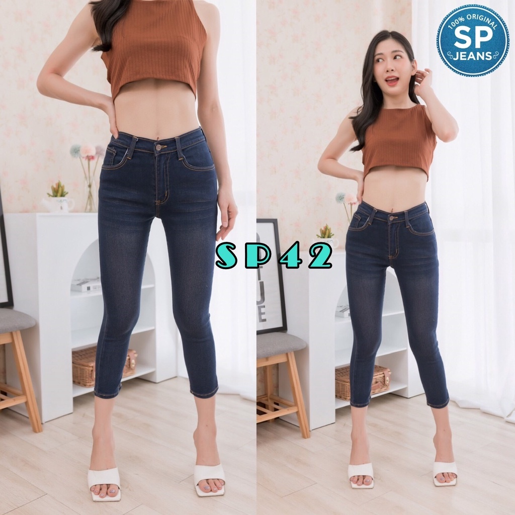 SP jeans กางเกงยีนส์ขาเดฟ 5ส่วน SP42 งานป้ายที่สวยเฉี่ยว แบบเป๊ะ ผ้านุ่ม สวมใส่สบาย