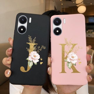 เคสโทรศัพท์ซิลิโคน TPU แบบนิ่ม ลายดอกไม้ และตัวอักษร สําหรับ Vivo Y02S Y16 Y02S Y16 Y 02S Y 16