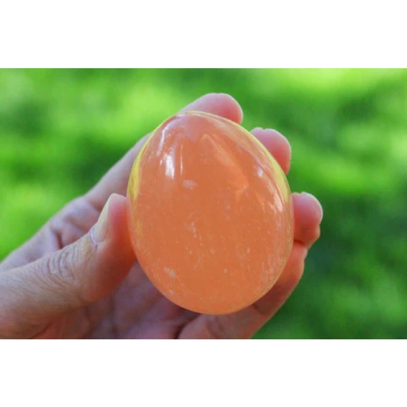 Orange-Red Selenite Egg,เซเลไนท์ไข่แดงส้ม (1) pc. Selenite Egg. Top Qaulity Selenite Egg, Morocco! S