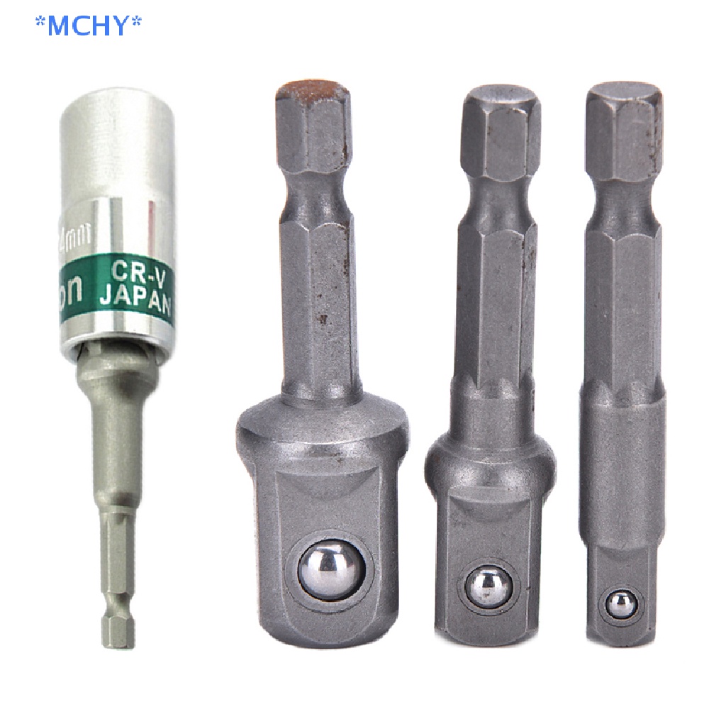 Mchy> ใหม่ ชุดอะแดปเตอร์ซ็อกเก็ตสว่านไร้สาย หกเหลี่ยม 1/4 เป็น 1/2 1/4 3/8 นิ้ว 3 ชิ้น