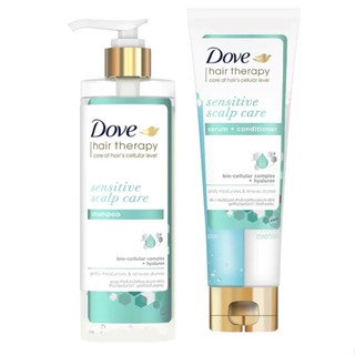 DOVE Hair Therapy Serum Sensitive Scalp Care (Shampoo 380ml + Conditioner 230ml) โดฟ แฮร์ เทอราพี เซรั่ม เซนซิทีฟ สกาล์ป