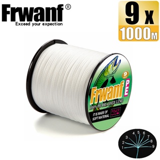 Frwanf สายเอ็นตกปลา แบบถัก PE X9 ยาว 1000 ม. สีขาว 9 เส้น