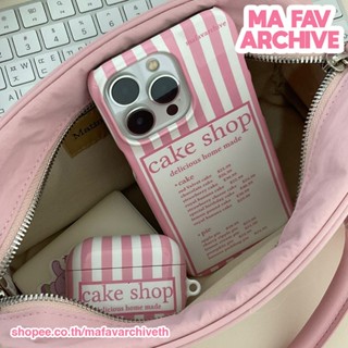 (pre-order สินค้าจากเกาหลี) mafavarchive - pink cake shop glossy hard case เคสแข็งเปิดหัวท้าย ลายตารางขาวชมพู