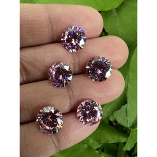 CZ Cubic Zirconia Amethyst Round 8mm 2pcs. CZ คิวบิกเซอร์โคเนีย เพชร รัสเซีย