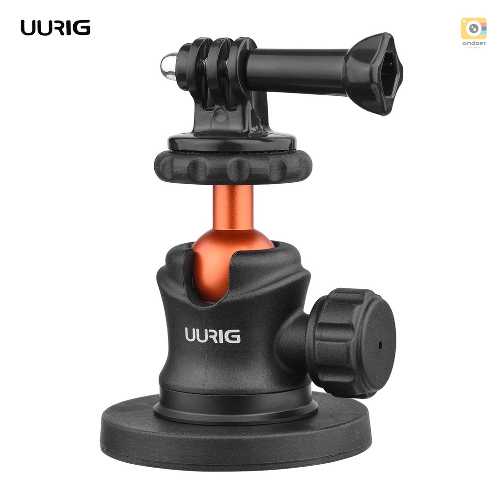 UURIG BH-07 Mini Ball Head Camera Tripod Mount 1/4 Inch Screw with Magnetic Base Sports Camera Mount